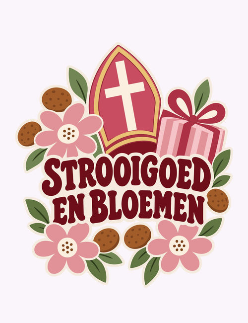 Strooigoed & Bloemen – Retro | Sinterklaas Strijktransfer