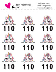 Größenetiketten mit Einhornmotiv