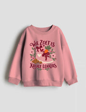 Wie zoet is Sinterklaas strijktransfer op een trui van Clay Pink French Terry